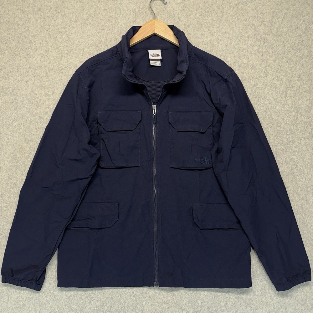 The North Face Mens L Utility Field Jacket Navy Full Zip Lightweight Cargo